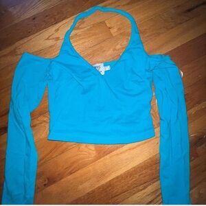 Princess Polly blue crop top
